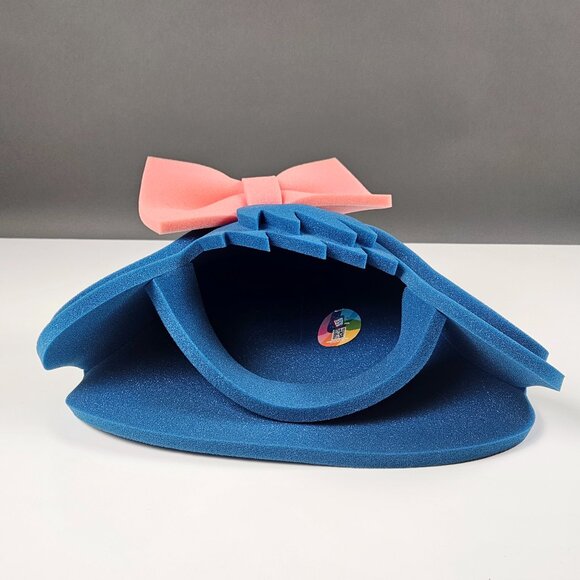 Halloween Foam Wig with Large Bow Blue Hair Pink Bow - Picture 7 of 7